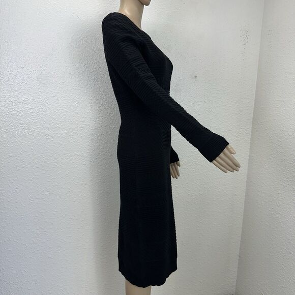 RD Style Women's Black Rib Knit Sweater Dress Capsule Staple Office Holiday - Picture 6 of 9